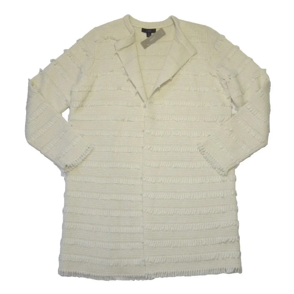 NWT J.Crew Juliette in Muslin Collarless Sweater-blazer with Fringe Stripe S